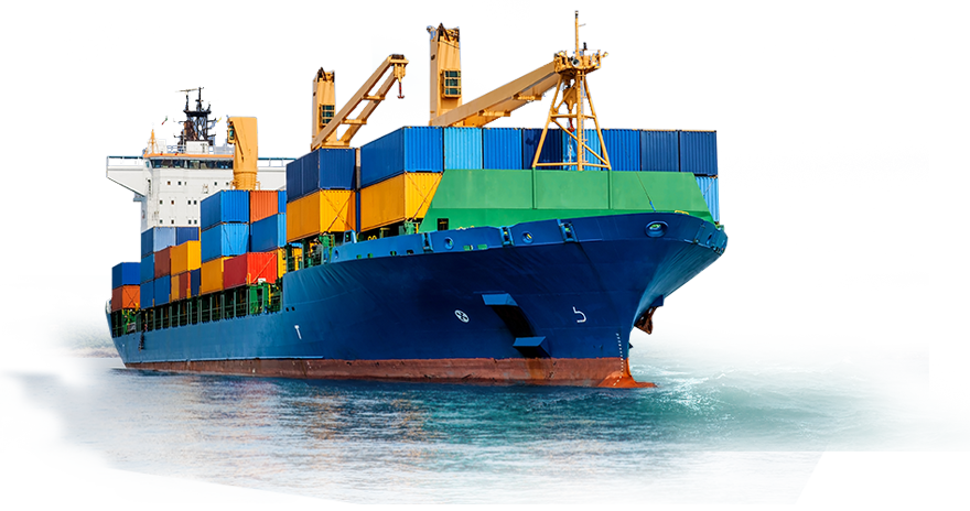 Container cargo ship carrying freight across the sea